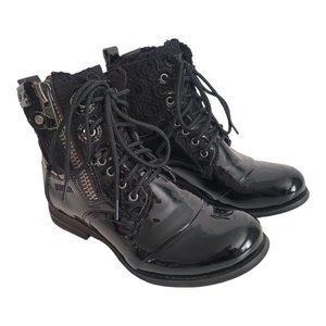 Free People Bunker Sara Black Patent Leather Boots